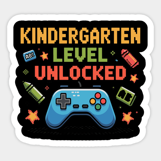Kindergarten Level Unlocked Design – Cute First Day School Sticker by ism's Store